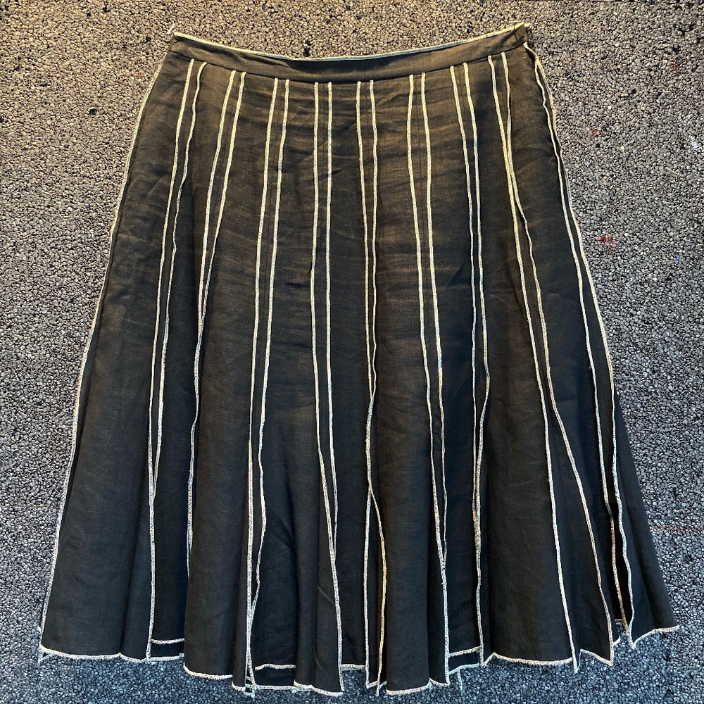 Carole Little Pleated Black Skirt w/ White Trim 12